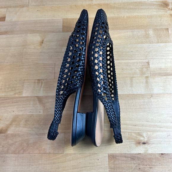 Madewell Ophelia Slingback Black Woven Square Toe Kitten Heel Size 7.5 - Picture 6 of 10